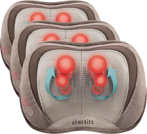 Miniatura 10 de HoMedics Almohada de Masaje Shiatsu 3D de Cuerpo Completo con Vibración y Calor para Cuello, Espalda Superior y Lumbar Marrón
