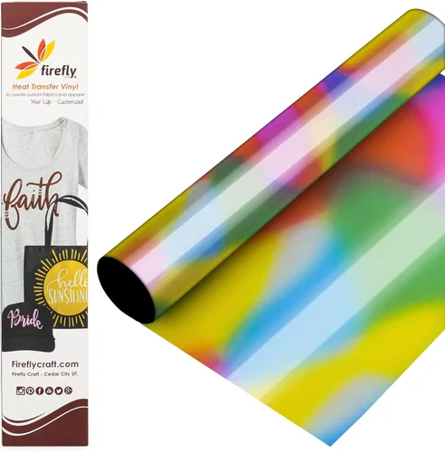 Miniatura 9 de Firefly Craft - Lámina de vinilo elástico para transferencia de calor, HTV metálico, para planchar para usar con Cricut y Silhouette, para prensa