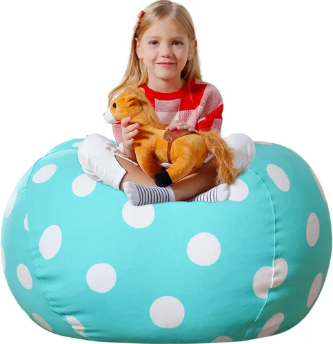 Miniatura 35 de Aubliss Puf de Almacenamiento de Animales de Peluche, Silla Puf de Unicornio, Stuff 'n Sit para Niños, Mediano 32" - Lona Unicornio Azul Azul