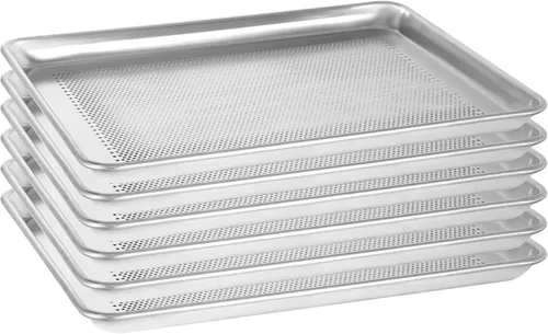 Miniatura 15 de Paquete de 12 bandejas para hornear de tamaño medio, bandeja de aluminio comercial para galletas, duradera y antiadherente, 18 x 13 pulgadas