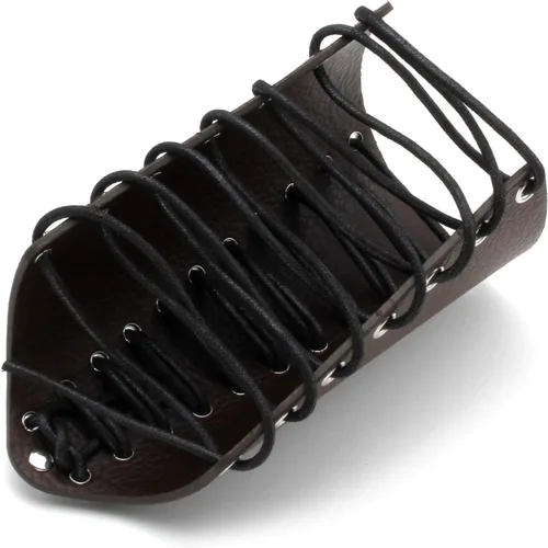 Miniatura 15 de MILAKOO 2 unids hombre negro cuero ancho guantelete pulsera de sujeción brazo armadura brazalete ajustable