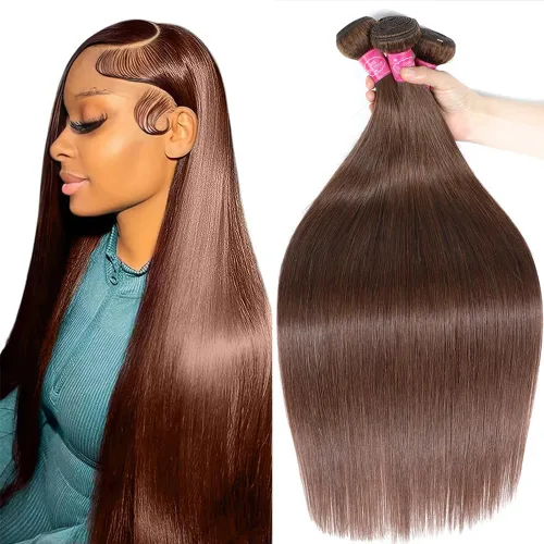 Miniatura 10 de YISEA Paquetes de cabello humano liso con cierre de encaje (12 14 16+10 cierre) Paquetes de cabello humano 3 con cierre de encaje 4x4 100%