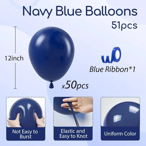Miniatura 2 de Globos Azul Marino de 12 pulgadas, Globos de Látex Azul Marino 50 piezas Globos de Fiesta para Graduación Boda Fiesta de Cumpleaños Decoraciones