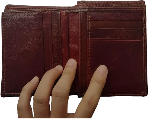 Miniatura 58 de Hombres Cool Eagle Wolf Caballo Totem Cuero Vaca Vertical Cartera Cremallera Multi-tarjeta Titular, Tótem de caballo, Minimalista