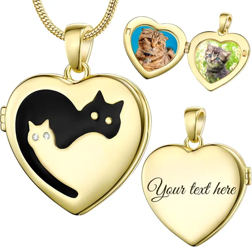 Fanery Sue Collar Personalizado con Medallón de Mascota, Collares con Medallón en Forma de Corazón con Fotos, Collares de Recuerdo para Perros,
