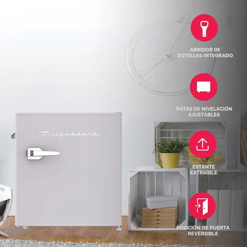 Miniatura 3 de FRIGIDAIRE Mini refrigerador retro negro de 1.6 pies cúbicos con control de termostato ajustable de ahorro de energía, abrebotellas de montaje