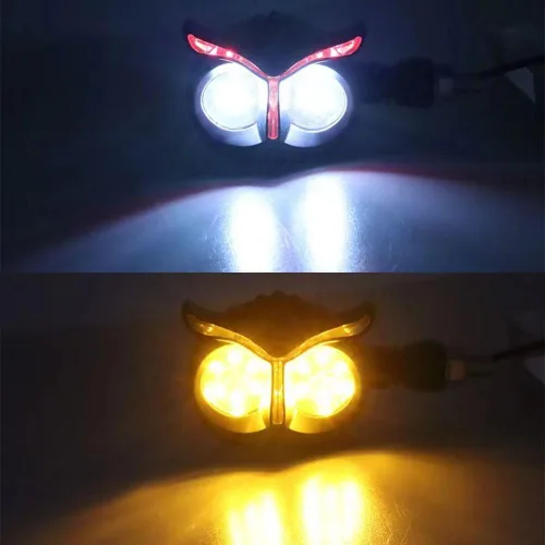 Miniatura 3 de 2 piezas de luces de señal de giro LED para motocicleta en forma de búho, modificado genial 12V impermeable