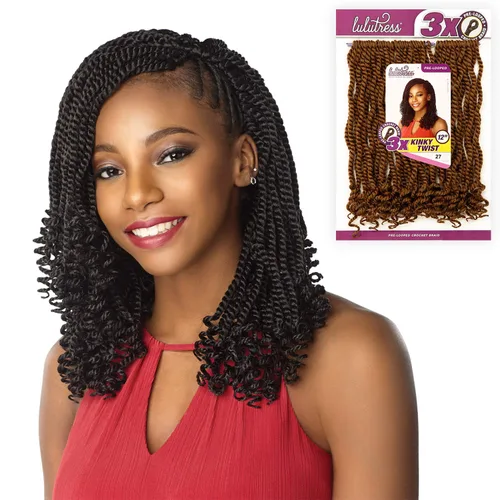 Sensationnel Lulutress - Cabello trenzado de ganchillo – 3 mechones sintéticos prefabricados de 12 pulgadas (1 negro azabache)