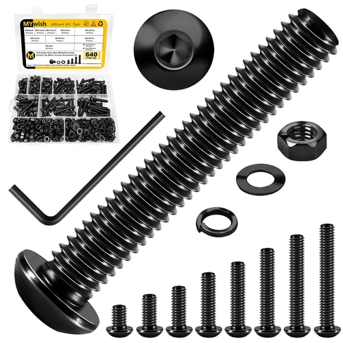 Miniatura 15 de Mywish Kit surtido de 380 tuercas y tornillos M4, 304 tornillos métricos, tornillos métricos, tornillos métricos, arandelas de bloqueo plano y SIiver