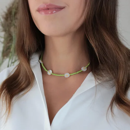 Miniatura 2 de Wellike Freshwater Pearl Beaded Necklace for Women Handmade Boho Colorful Glass Beads Choker Necklace Stainless Steel 18K Gold Plated Bohemian Women