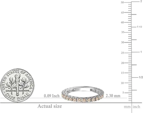 Miniatura 5 de Colección Dazzlingrock Alianza de oro sólido para mujer con piedras preciosas redondas o diamantes, anillo de boda apilable de eternidad