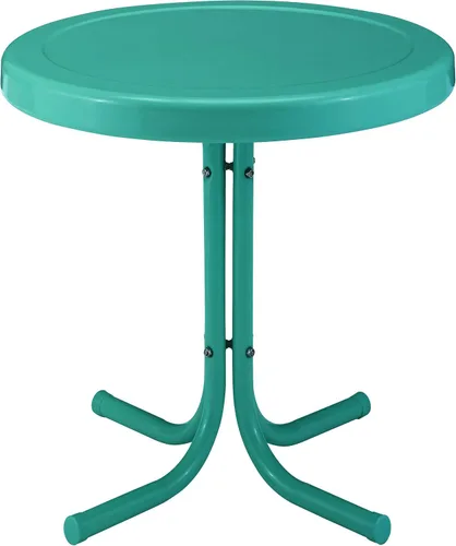 Miniatura 11 de Crosley Furniture Griffith - Mesa auxiliar retro de exterior, de metal resistente a la intemperie, para patio, terraza, porche, color Alabaster