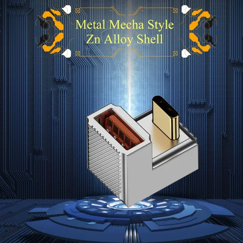 Miniatura 6 de QIANRENON PD 120W U ángulo USB C a USB 3.1 OTG adaptador 10Gbps tipo C macho a USB3.1 hembra conector de datos de carga rápida de 180 grados