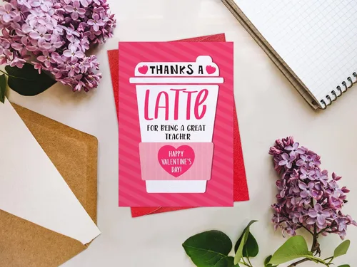 Miniatura 2 de WhatSign Tarjeta del día de San Valentín para profesores – Thank a Latte Regalos del Día de San Valentín para profesores con sobre de 4 x 6 pulgadas