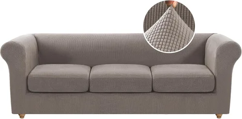 Miniatura 30 de Funda para silla Chesterfield de 2 piezas para sofá de 1 cojín, fundas para silla de brazo alto, 1 asiento, alta elasticidad, lavable, protector