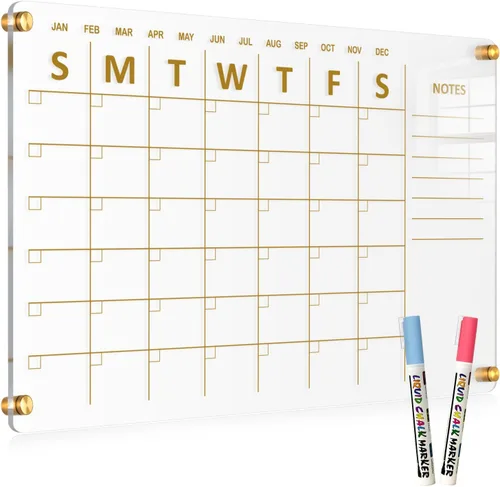 Miniatura 12 de Pizarra Acrílica de Borrado en Seco para Pared, 24" x 16" Pulgadas Tablero de Notas Acrílico Negro No Magnético para Pared, Planificador Familiar