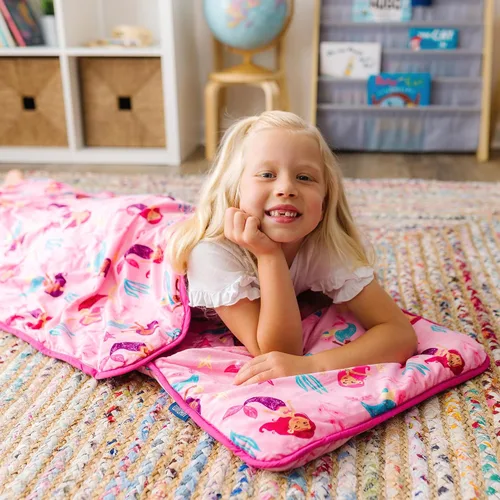 Miniatura 2 de Wildkin Tapete para siesta de terciopelo para niñas – Tapete suave y acogedor para dormir con manta integrada para guardería, preescolar, jardín