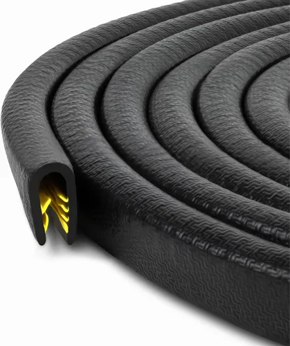 Goma protectora con bordes en forma de U de color negro, 0.656 pulgadas de alto, x 0.039 pulgadas, rango de agarre de 0.178 pulgadas, negro