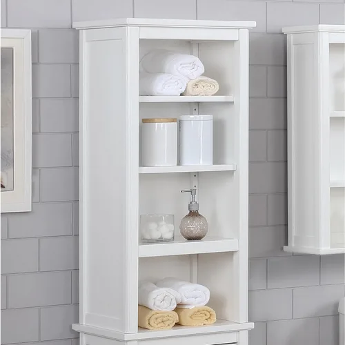 Miniatura 2 de Alaterre Furniture Dorset - Estantería de baño de 13 pulgadas de profundidad con estantes ajustables, armario de baño blanco para toallas, artículos