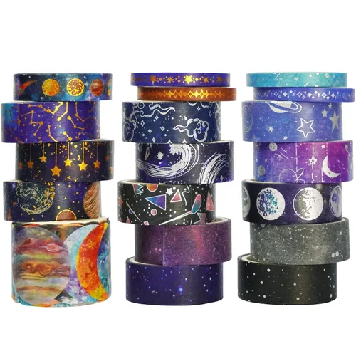 Miniatura 5 de YUBBAEX Galaxy Washi - Juego de cintas decorativas extra largas con estampado estrellado para artes, manualidades, diarios, planificadores, álbumes