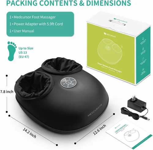 Miniatura 8 de Medcursor Masajeador de pies con calor - Máquina de amasado profundo Shiatsu mejorada 2026, intensidad de compresión de aire múltiple, control