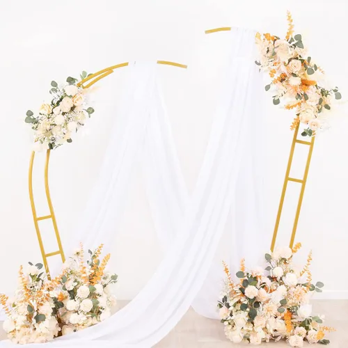 Miniatura 4 de Cortinas de tela para arco de boda Socomi 3 paneles 29" x 19 pies de gasa blanca transparente de 6 yardas para decoración de ceremonia de boda