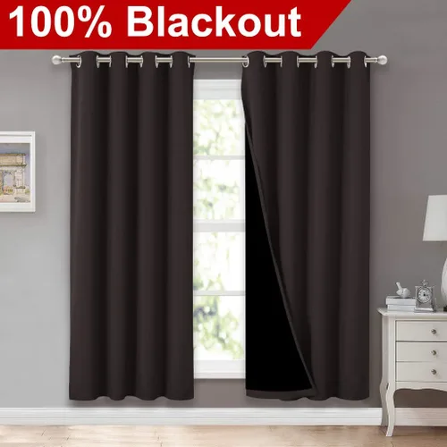 Miniatura 2 de NICETOWN Paneles de cortina de ventana 100 % opacos, cortinas de bloqueo de luz completa con forro negro para guardería, cortinas térmicas de 72