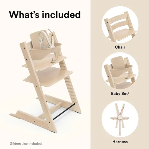 Miniatura 8 de Stokke Tripp Trapp Silla alta 2, natural, incluye silla + juego de bebé con arnés extraíble para niños de 6 a 36 meses, ajustable, ergonómica