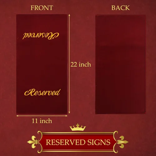 Miniatura 3 de Tatuo 12 carteles de asiento reservados para sillas de 22 pulgadas, letreros reservados para bancos de iglesias, marcador de posición de tela