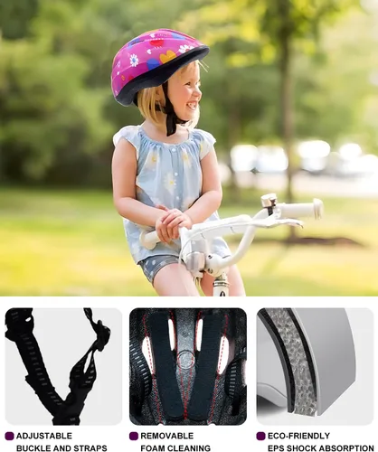 Miniatura 5 de Casco de bicicleta súperligero rosa para niñas pequeñas y bebés. LOVE