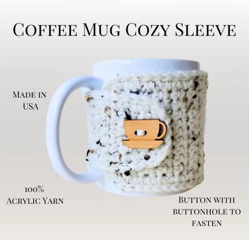 Miniatura 3 de Taza acogedora con taza de madera y botón de platillo (rojo y avena)