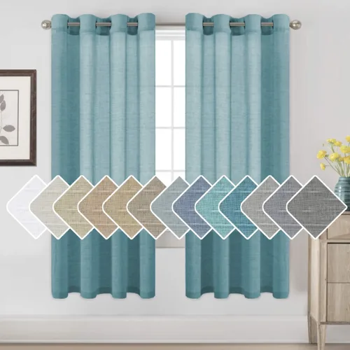 Miniatura 117 de H.VERSAILTEX Cortinas de 96 pulgadas de largo, cortinas de lino/cortinas transparentes de mezcla de lino natural/paneles/cortinas para sala