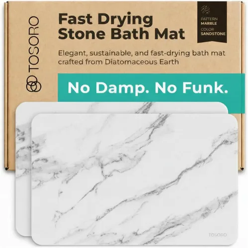 Miniatura 14 de TOSORO - Tapete de baño de piedra de tierra de diatomeas, antideslizante, súper absorbente, tapete de baño de piedra de diatomita para el suelo