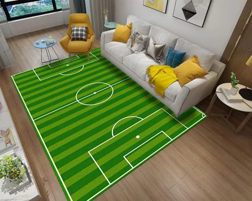 Miniatura 3 de Alfombras de campo de fútbol, 2 x 3 pies, alfombras de fútbol de césped verde para niños, no desprende pelusa, alfombras de juego de jardín de 9