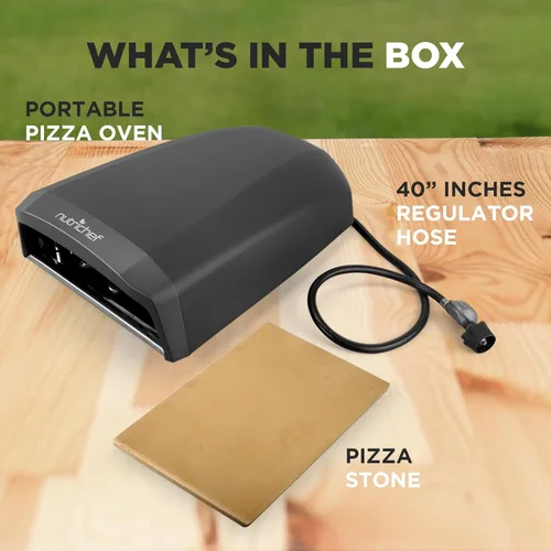 Miniatura 3 de NutriChef Horno de Pizza a Gas Portátil para Exteriores - Incluye Patas Plegables, Dial de Control de Calor Ajustable, Quemador, Piedra y Manguera