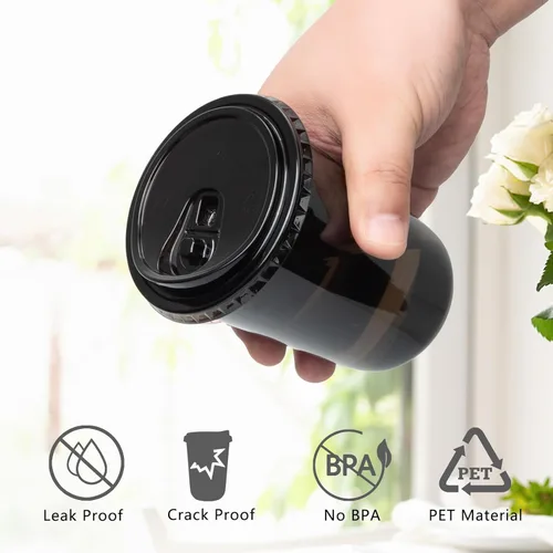 Miniatura 3 de 100 juegos de vasos de plástico desechables de 16 onzas sin tallo con tapas para sorber sin pajilla, tazas de café PET transparentes para café
