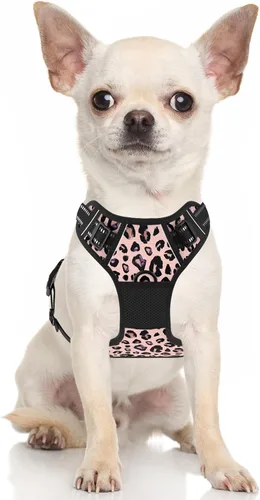 Miniatura 2 de Rnivvi Arnés sin tirones para perro, bonito arnés reflectante de leopardo tamaño XS para cachorros, chaleco acolchado suave ajustable para perros