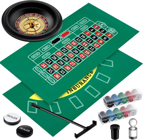 Lunmon El juego de ruedas de ruleta incluye rueda de ruleta de 10 pulgadas, fieltro de doble cara, 200 fichas, rastrillo de chips, marcador Verde