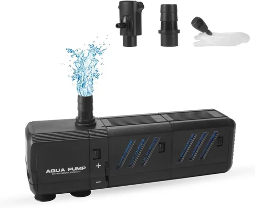 Miniatura 6 de Insputer Bomba de agua sumergible para acuario, bomba de aire con 2 filtros de sección para pecera, tortuga, estanque, agua salada, agua dulce