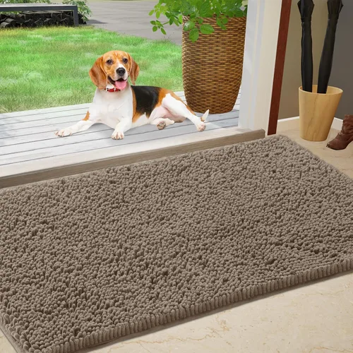 IM HOME Felpudo absorbente de chenilla para exterior de 60" x 36", tapetes lavables para perros, antideslizantes, para interiores, tapete para Beige