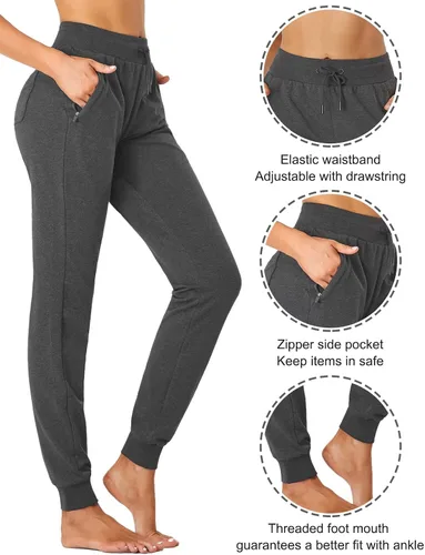 Miniatura 2 de SEVEGO Pantalones deportivos de algodón ligero con bolsillos con cremallera para mujer, 30323436