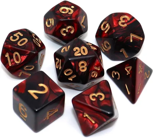 Miniatura 12 de Juego de dados DND de brillo azul y rojo para juegos de rol de Calabozos y Dragones, Warhammer, D&D, juegos de mesa, dados poliédricos Rojo mezclado