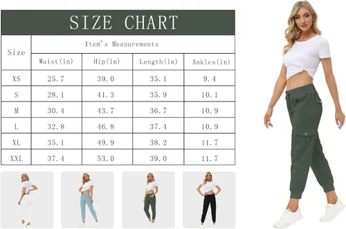 Miniatura 7 de MoFiz Pantalones cargo de senderismo para mujer, ligeros, de secado rápido, para exteriores, casuales, viajes, cintura elástica, bolsillos