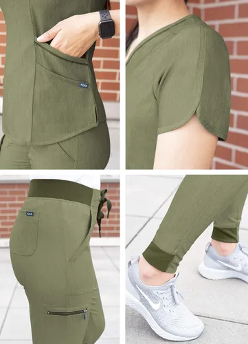 Miniatura 5 de Adar Pro - Conjunto moderno de ropa quirúrgica atlética para mujer, Camiseta quirúrgica moderna con cuello en V y pantalones quirúrgicos de yoga