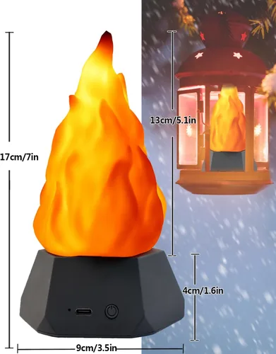 Miniatura 3 de Lámpara de fuego falsa, luz nocturna de viaje recargable 3D con iluminación acogedora, velas LED falsas de chimenea de 3 modos para decoración