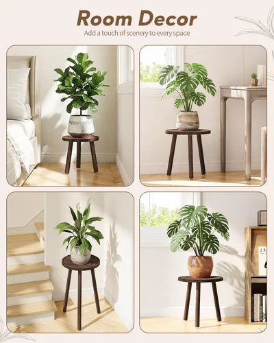 Miniatura 7 de Uneedem Soporte para plantas de interior, paquete de 3 soportes de madera más altos para macetas de 6 a 12 pulgadas, taburete moderno de mediados
