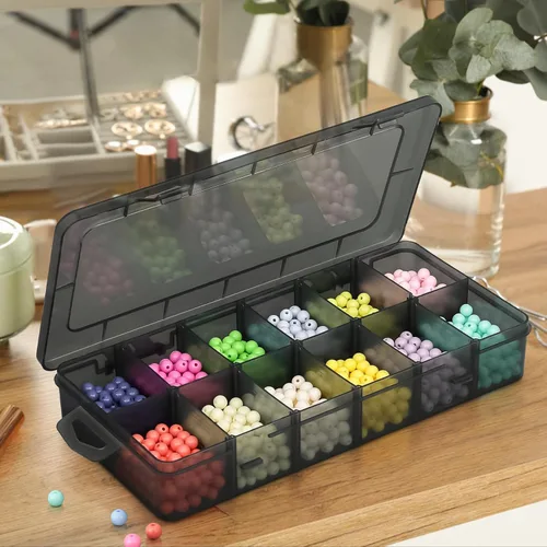 Miniatura 3 de MoNiBloom Organizador de Cajas de Aparejos Pequeñas de 12 Rejillas con Divisores Removibles Compartimento Ajustable Caja de Almacenamiento