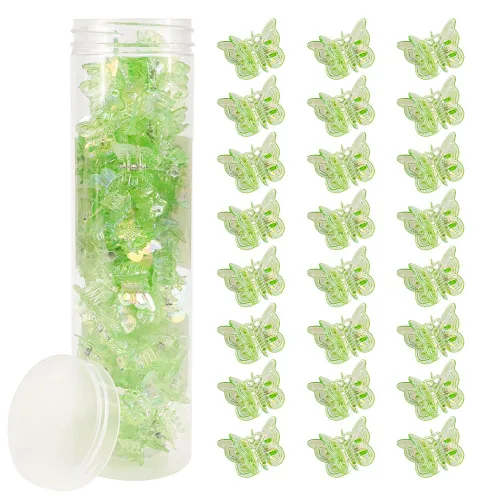 Miniatura 17 de AHONEY - 60 pinzas de mariposa mini para el cabello con caja de brillo, accesorios para el cabello estilo 90s Y2k para niñas y mujeres (Azul)