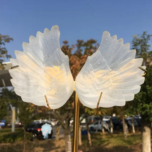Miniatura 7 de Selenita natural, un par de alas con stents dorados, alas de ángel talladas a mano, muestras minerales, decoración del hogar, curación de reiki