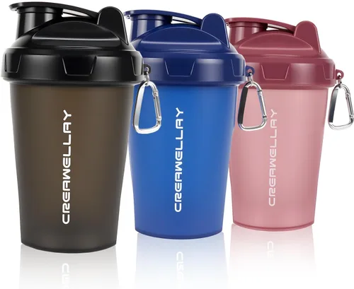 Miniatura 10 de Paquete de 2 botellas agitadoras para mezclas de proteínas, botella pequeña de 17 onzas con asa, tazas agitadoras de gimnasio con bola mezcladora
